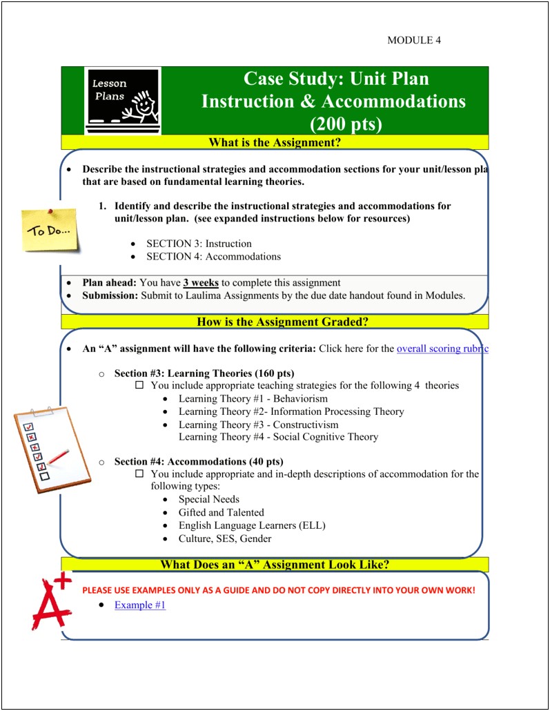 Learning Theory And The Instructional Plan Template Essay