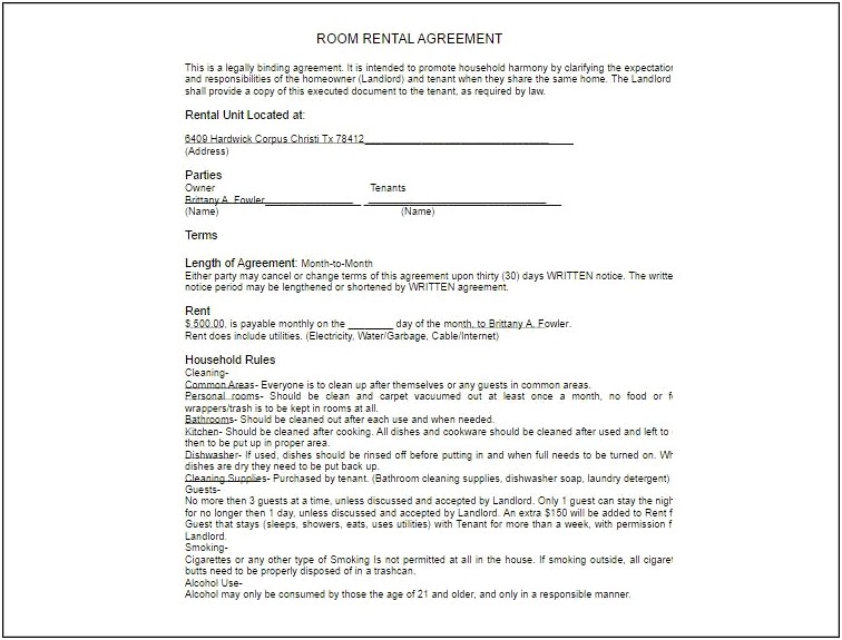 Lease Agreement Renting Space Template Word
