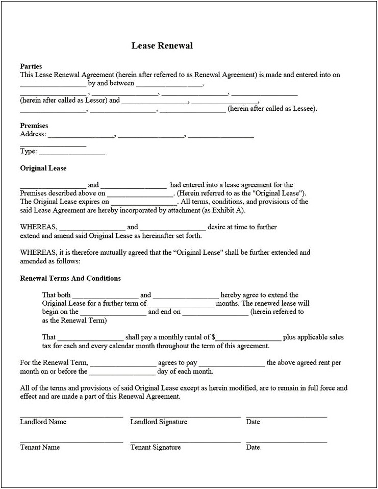 Lease Renewal Letter Template Ms Word
