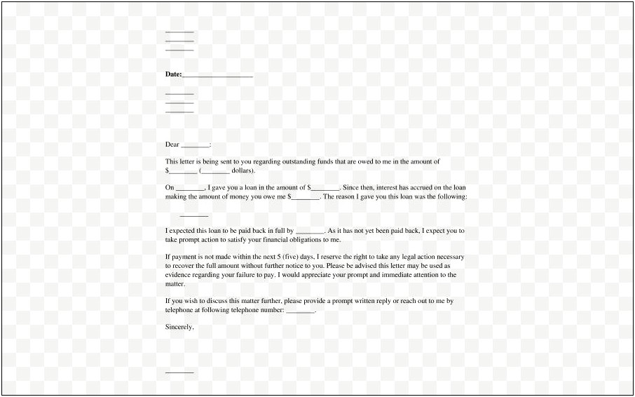 Legal Action Letter For Non Payment Template