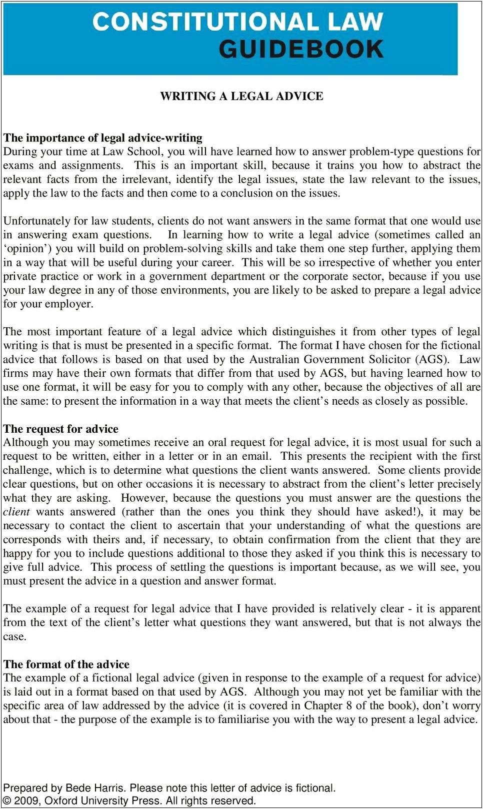 Legal Letter Of Advice To Client Template