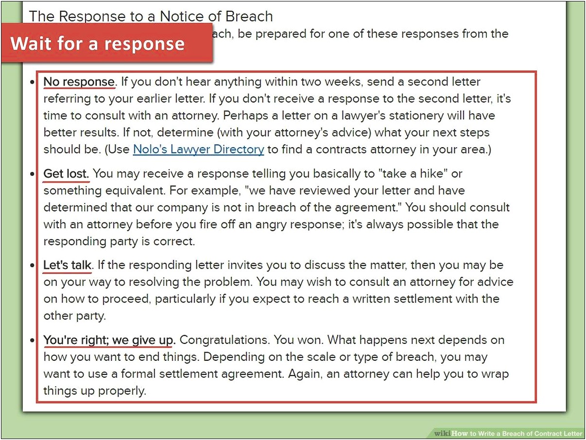 Legal Letter Template For Breach Of Contract