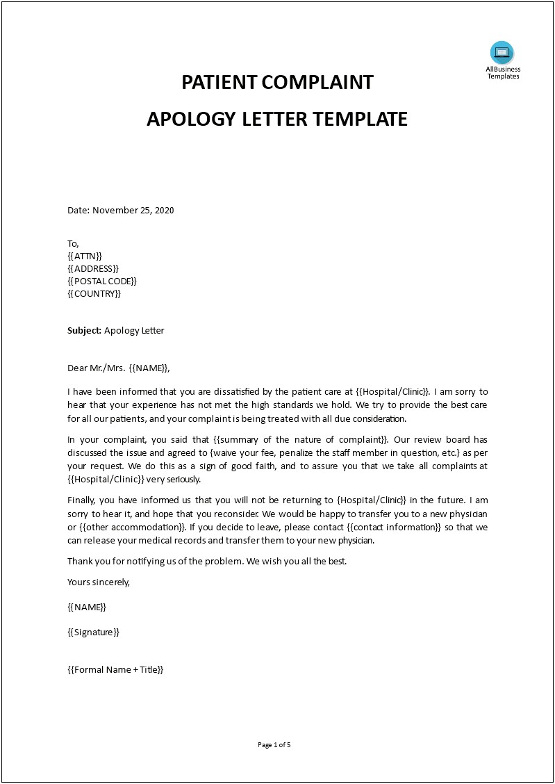 Legal Letter Template For Medical Summary Request