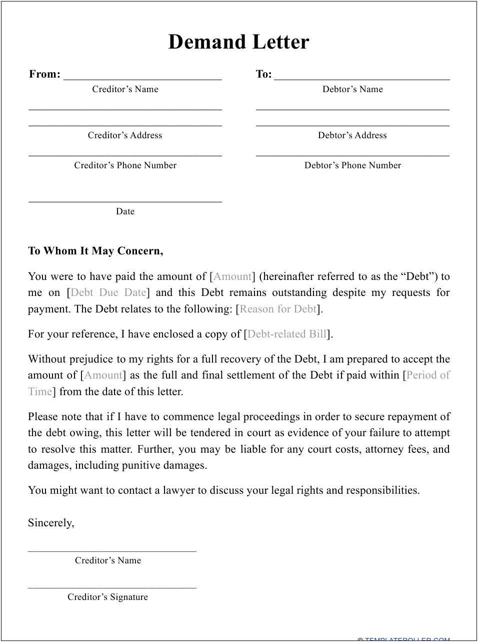 Legal Letter Template For Money Owed