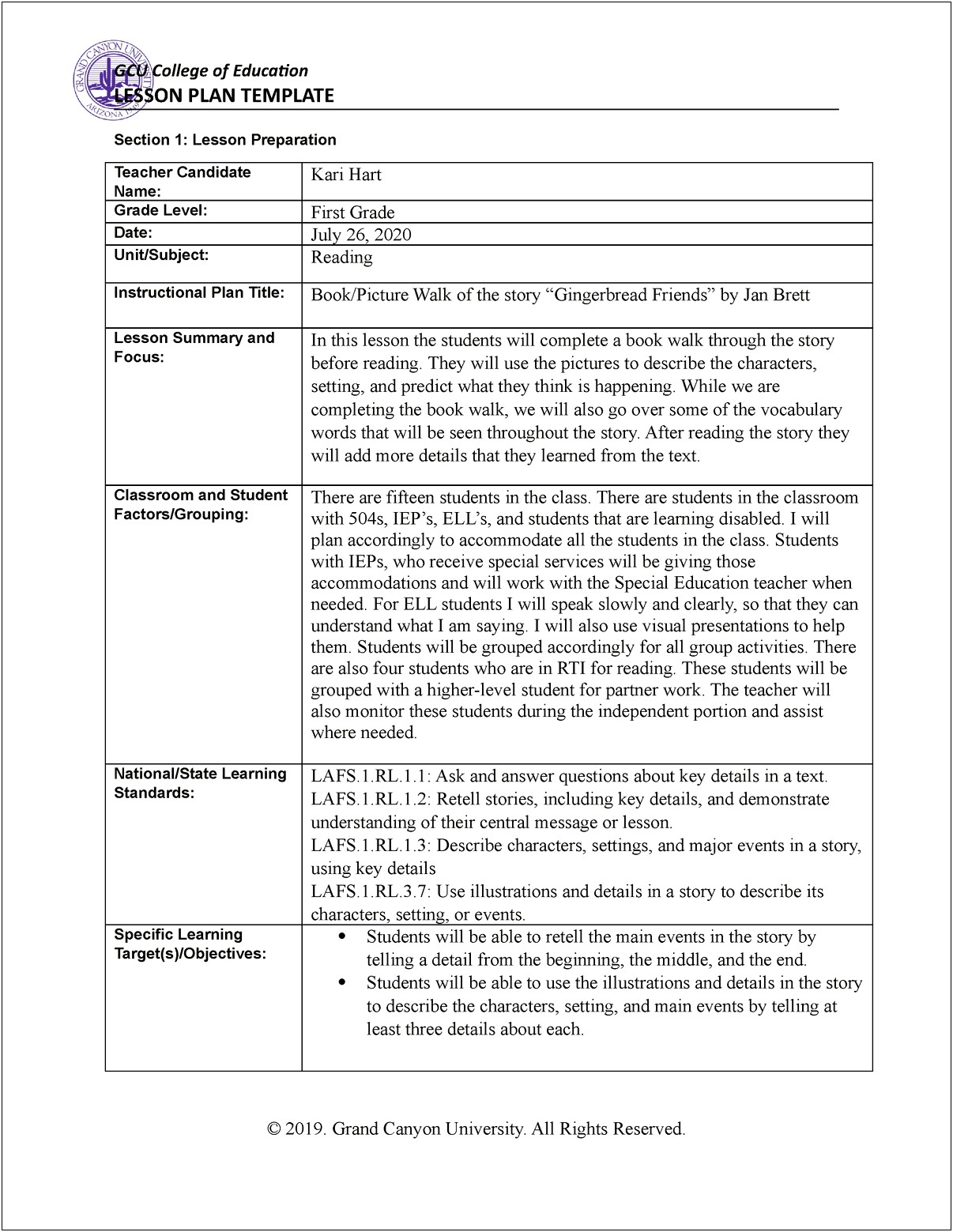 Lesson Plan Book Template Middle School