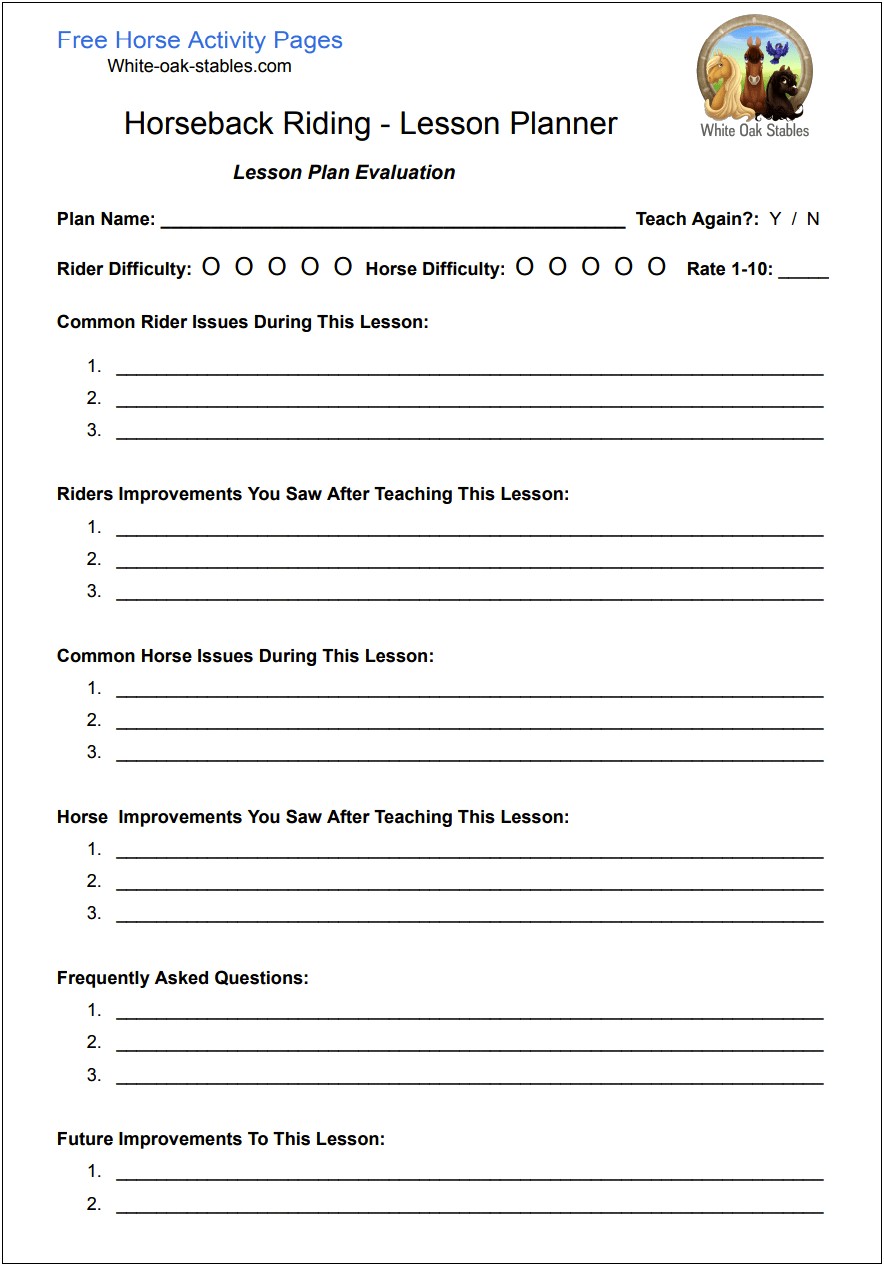 Lesson Plan Evaluation Template For Students