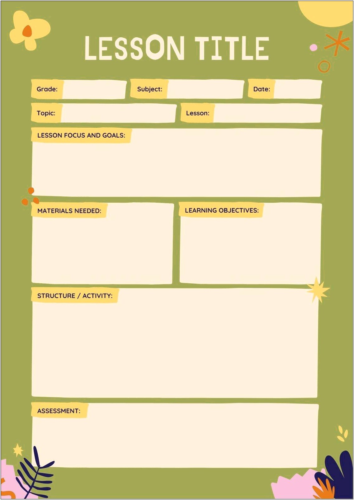 Lesson Plan Template 2 And 3s Using Canters