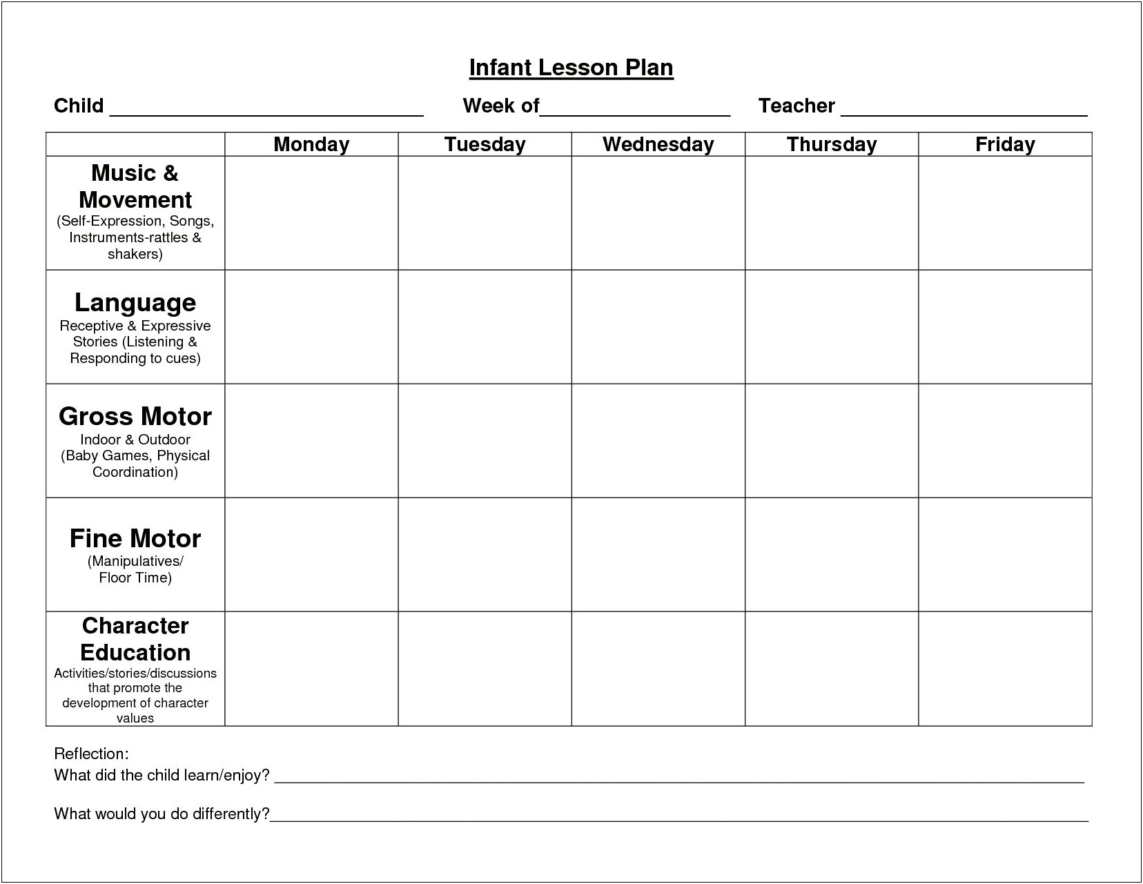 Lesson Plan Template 2 Year Olds