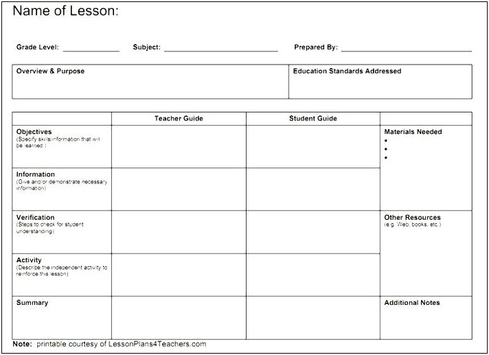 Lesson Plan Template After School Program