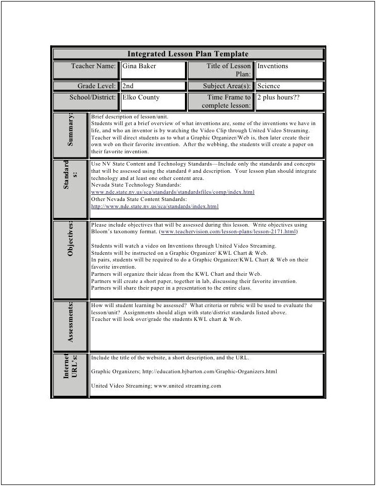 Lesson Plan Template Aligned To Otes