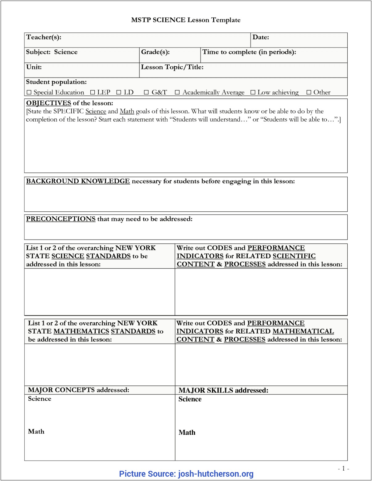 Lesson Plan Template Common Core Danielson