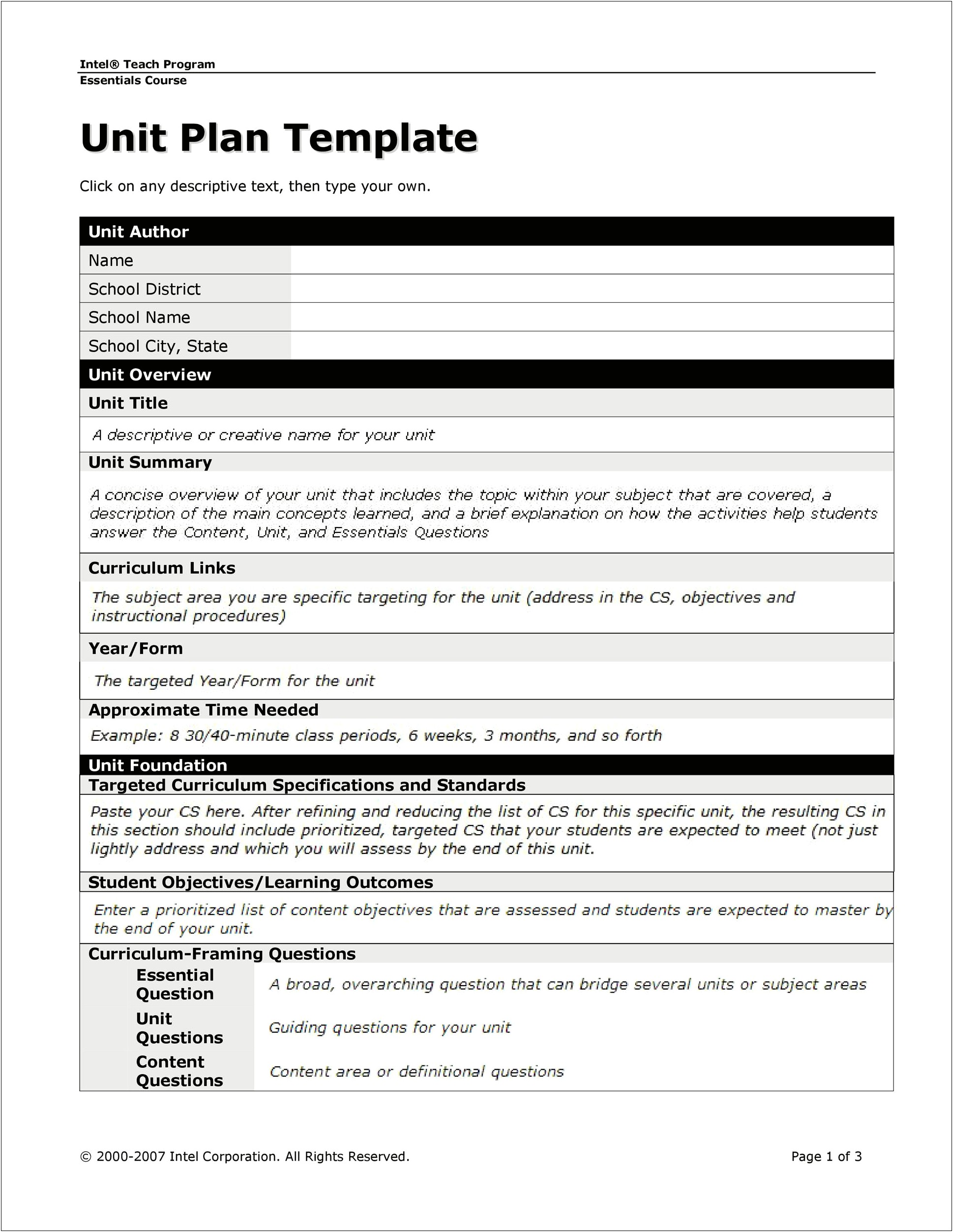 Lesson Plan Template Docs Topic Concepts Objective Assessment