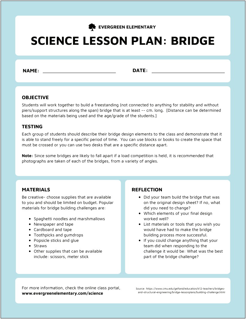 Lesson Plan Template For College Cmu