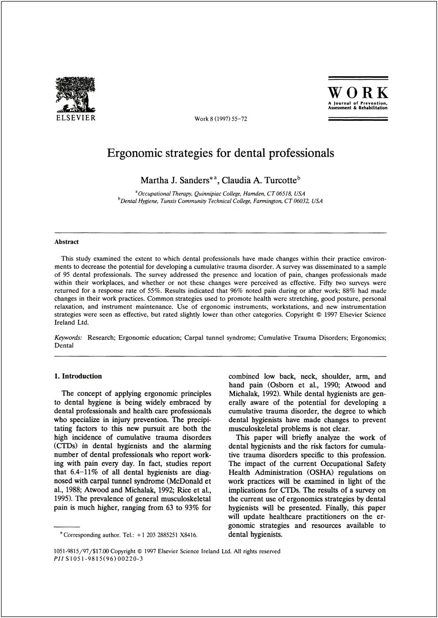 Lesson Plan Template For Ergonomics In Dental Hygiene