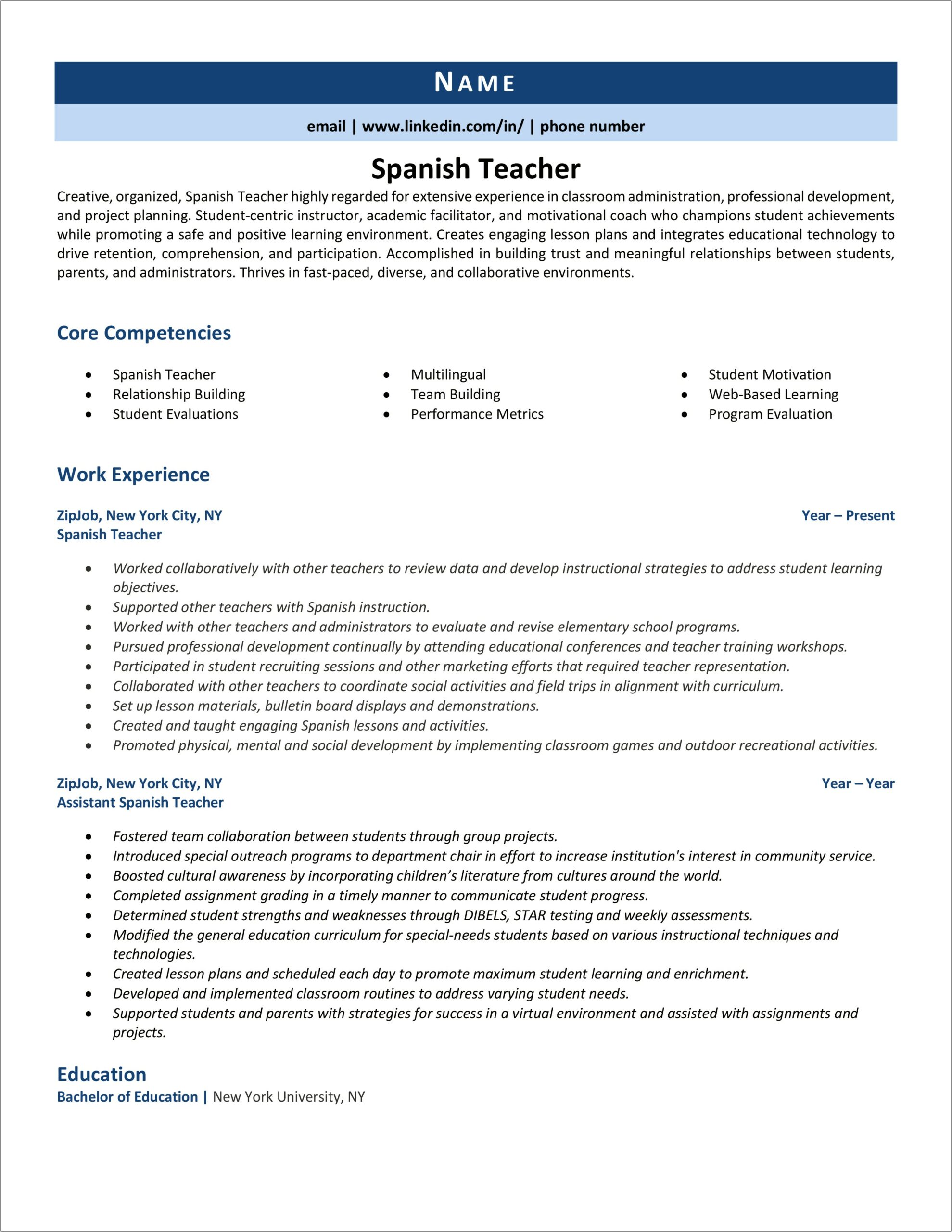 Lesson Plan Template For High School Spanish