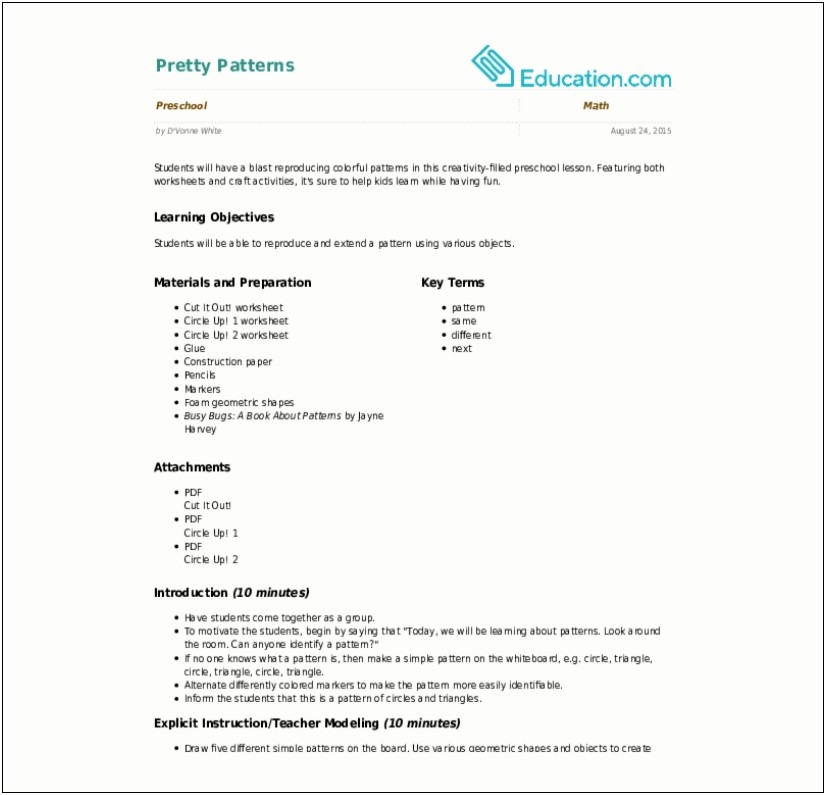 Lesson Plan Template For Multiple Grades