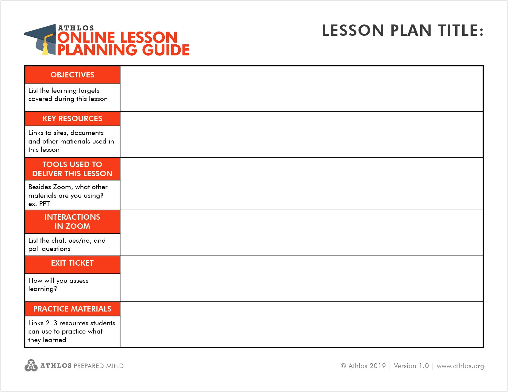 Lesson Plan Template For Online Courses