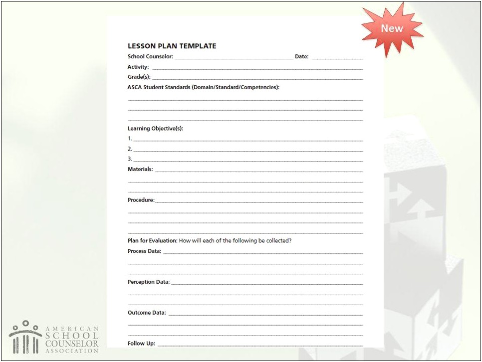 Lesson Plan Template For School Counselors