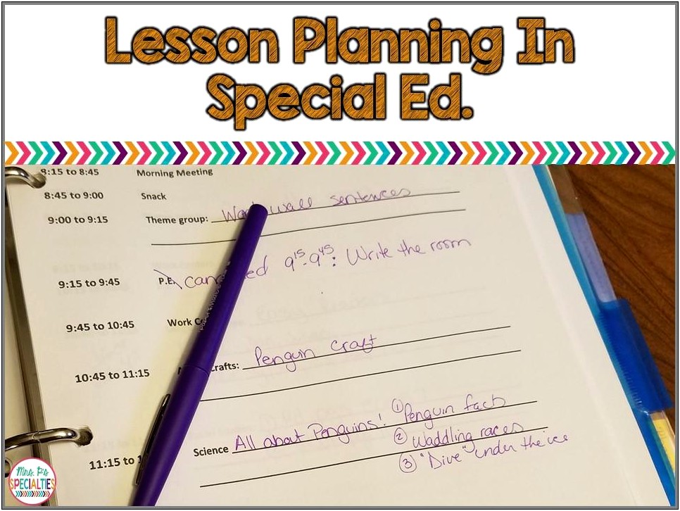 Lesson Plan Template For Special Ed