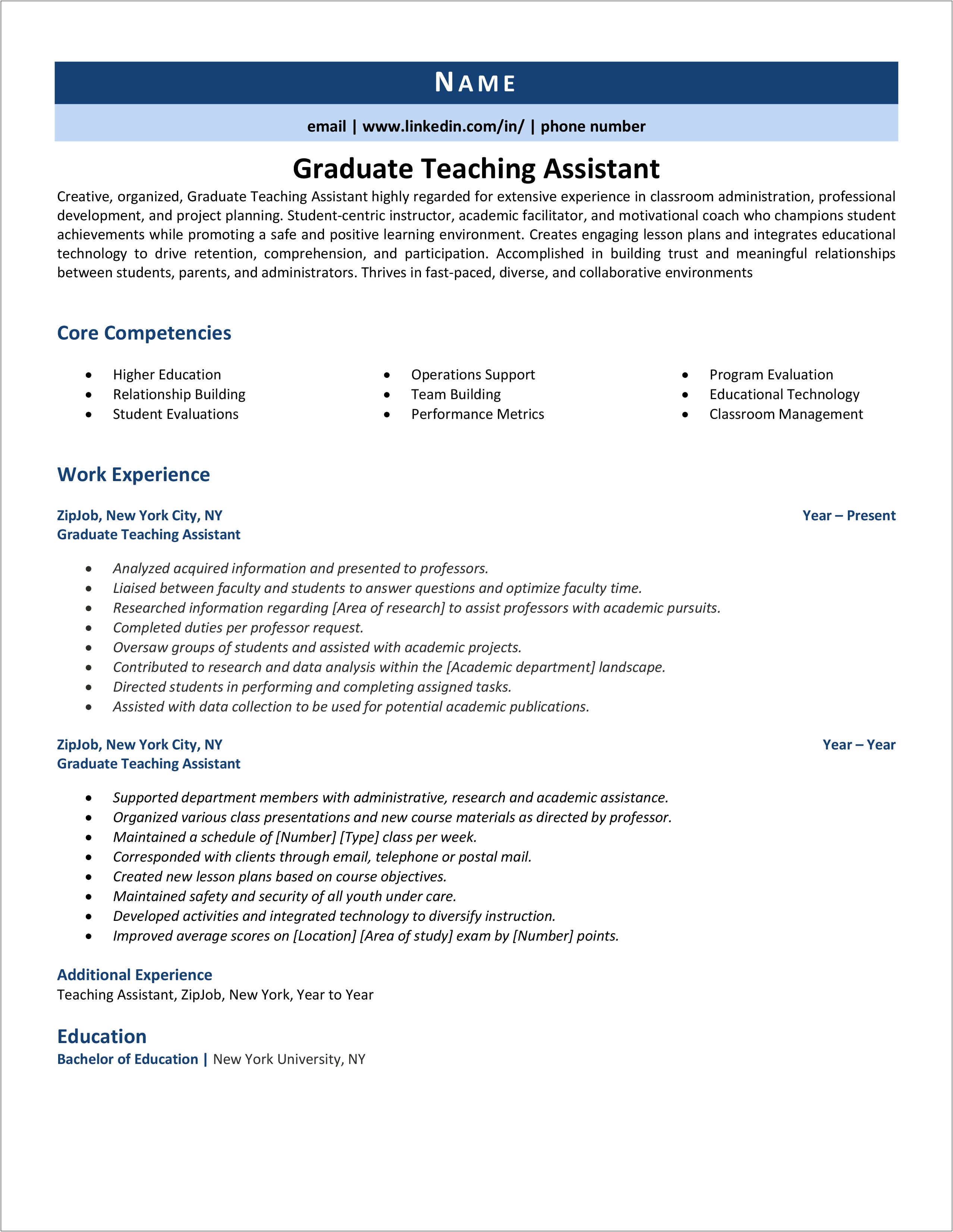 Lesson Plan Template For Teaching Assistants