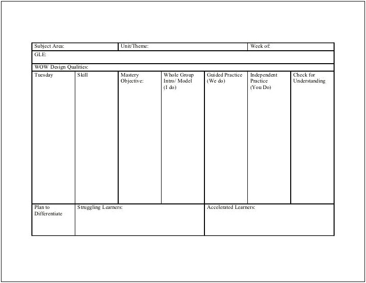 Lesson Plan Template Guided Practice Independent Practice