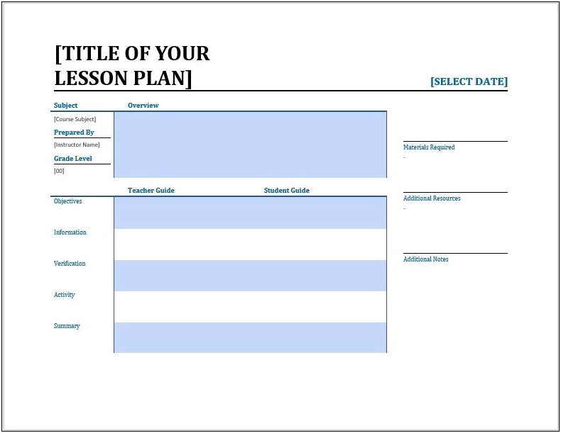 Lesson Plan Template In Microsoft Office