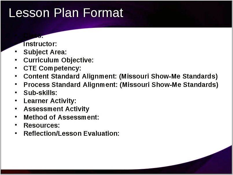 Lesson Plan Template Missouri Learning Standards