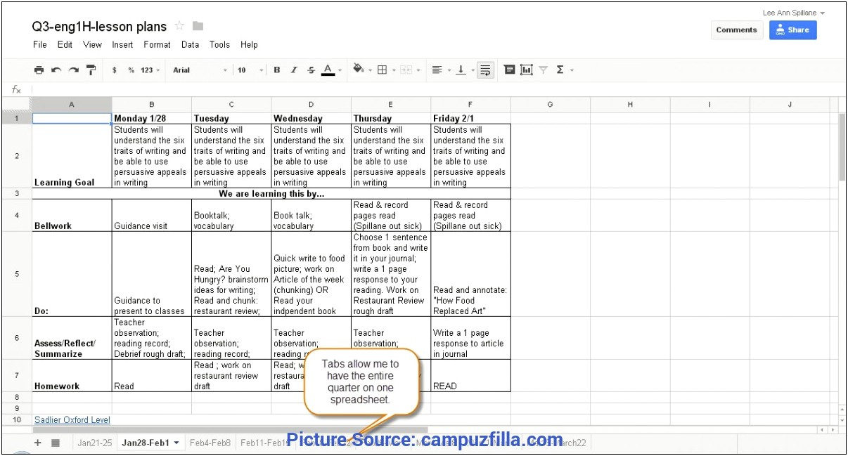 Lesson Plan Template On Google Docs