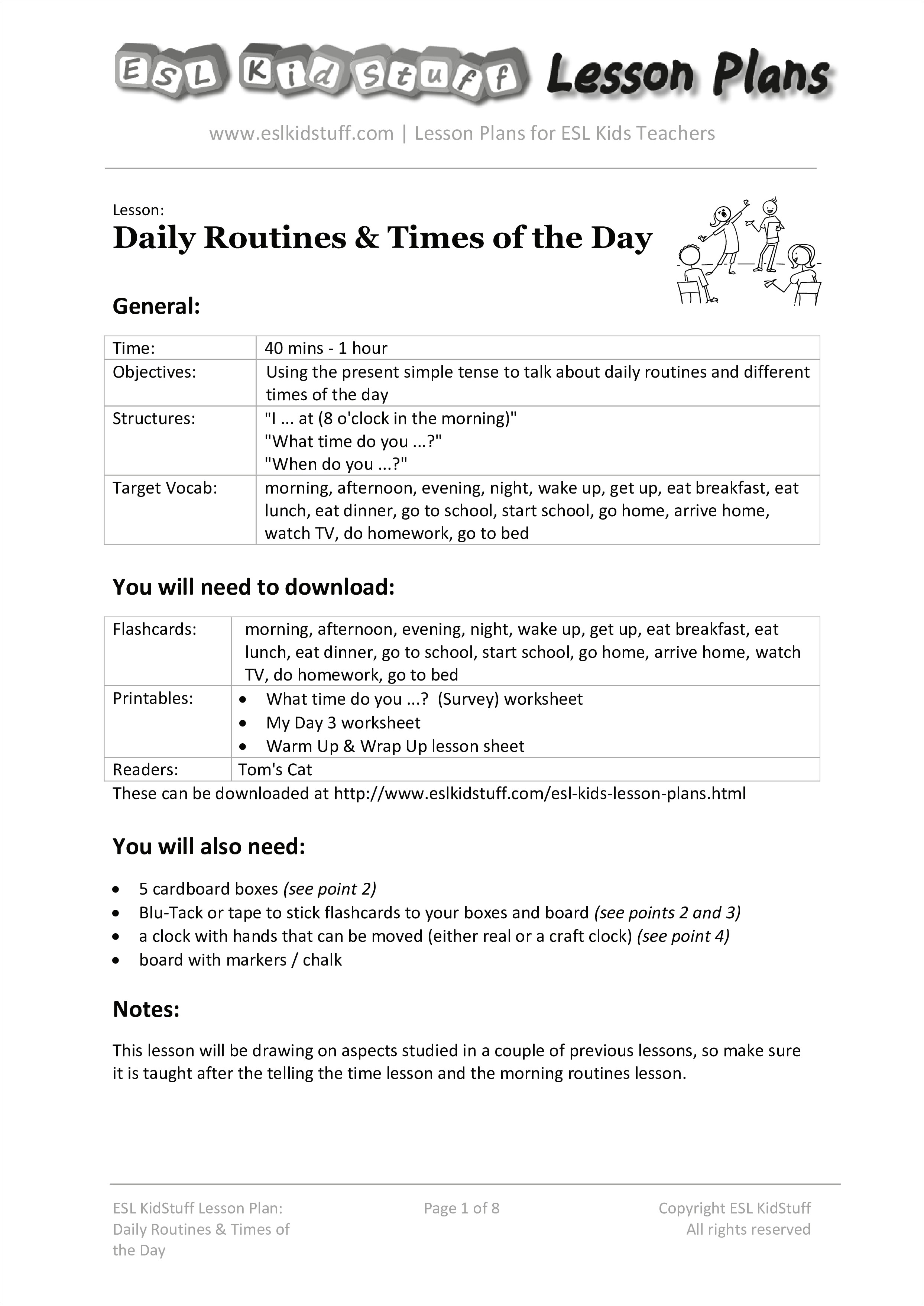 Lesson Plan Template One Day One Page