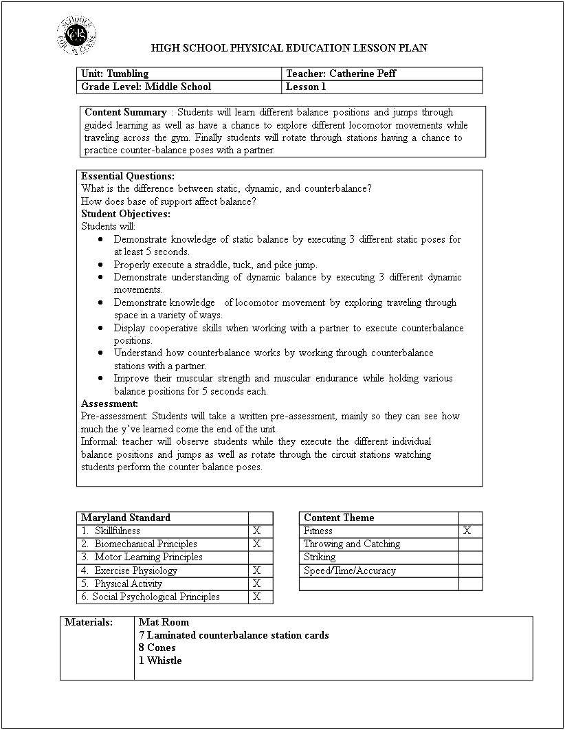 Lesson Plan Template Pdf Middle School