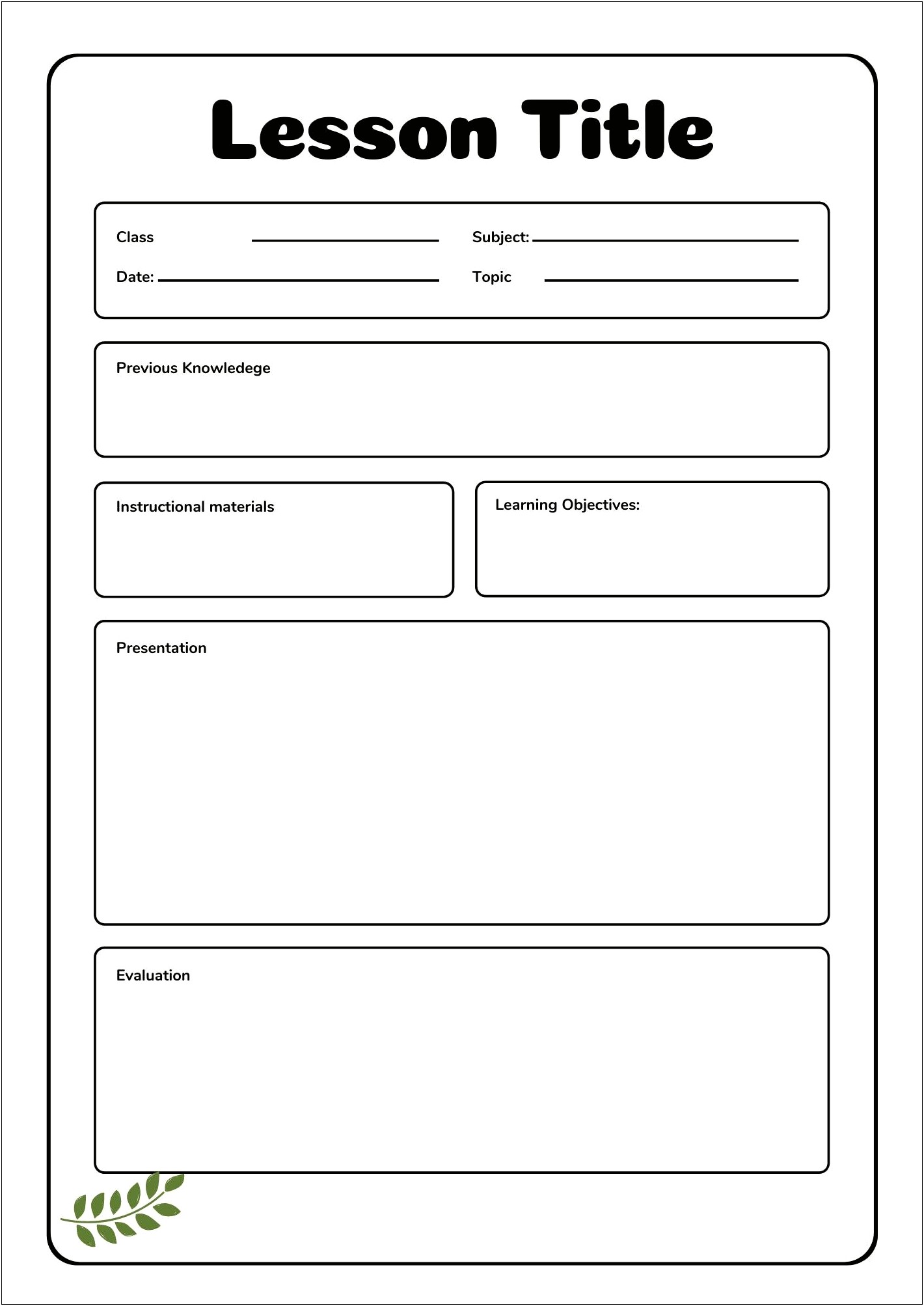 Lesson Plan Template Printables Daily Weekly