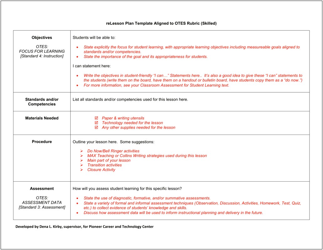 Lesson Plan Template R H Edu