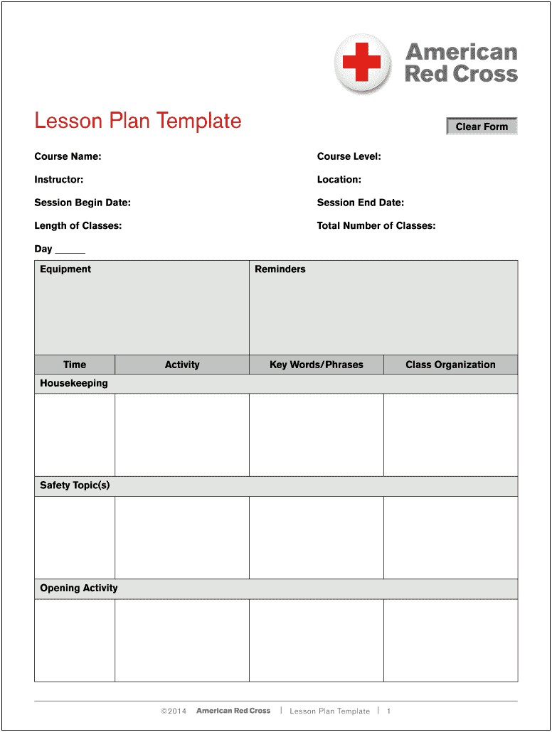 Lesson Plan Template Red Cross Wsi