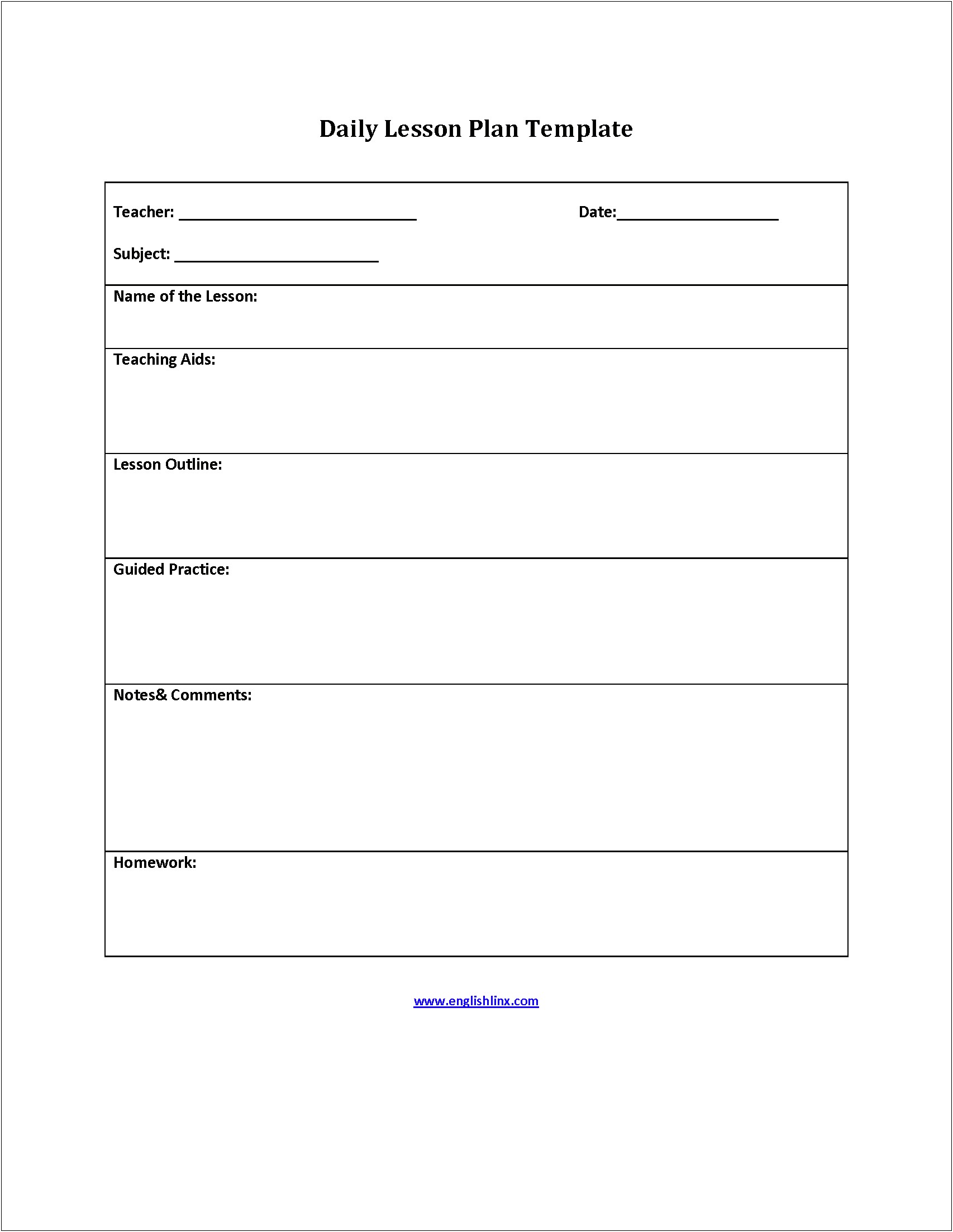 Lesson Plan Template Teacher Pay Teachers