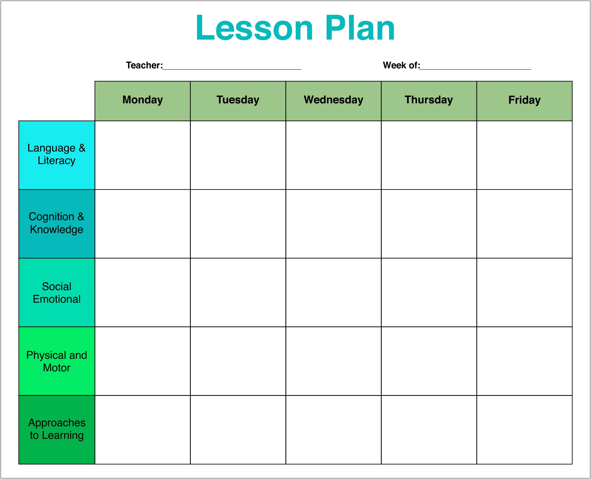 Lesson Plan Template To Print Out