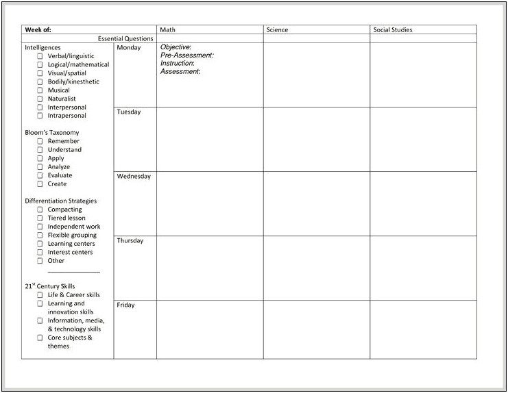 Lesson Plan Template Using Bloom&#39