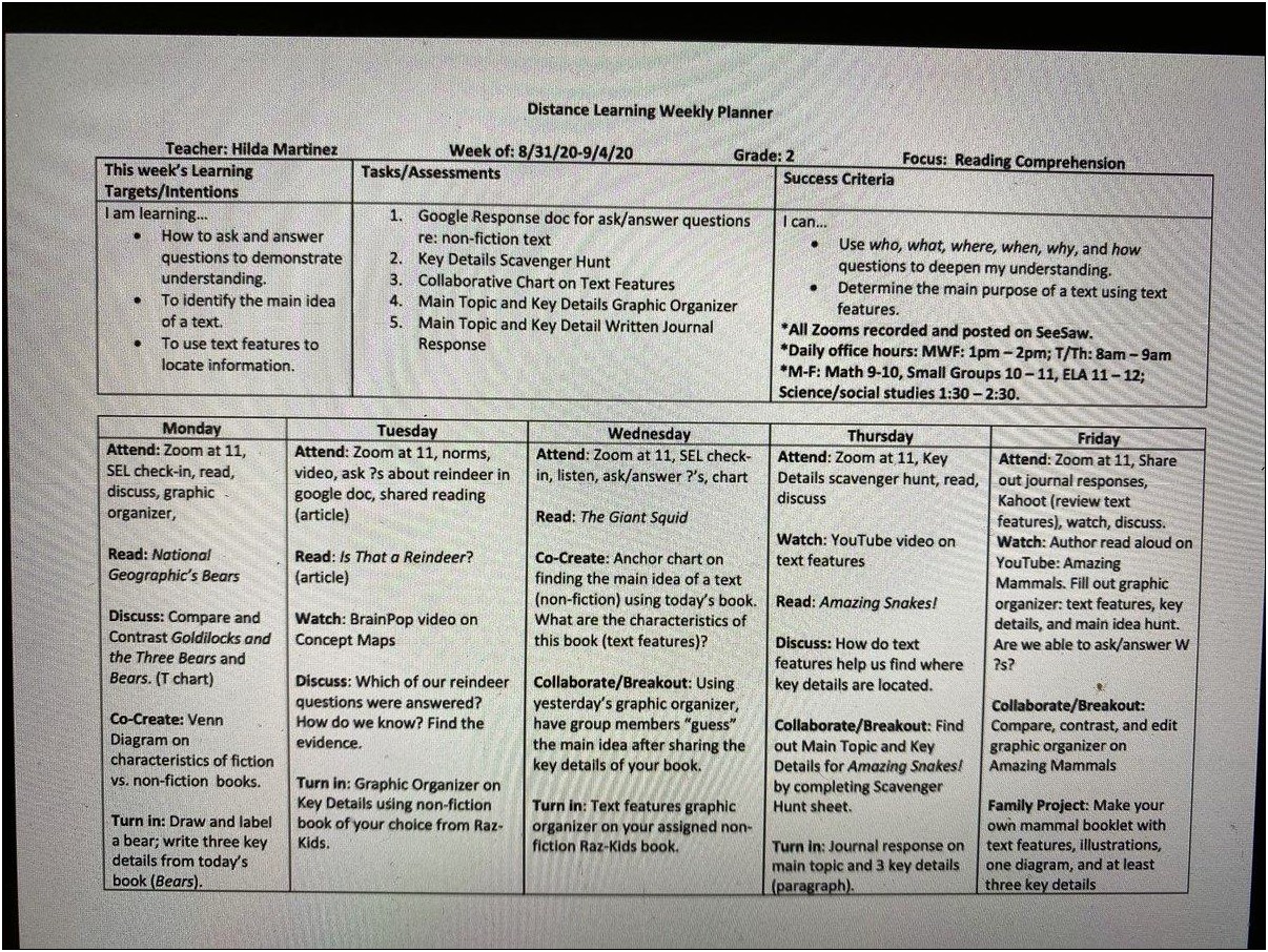 Lesson Plan Template With Success Criteria