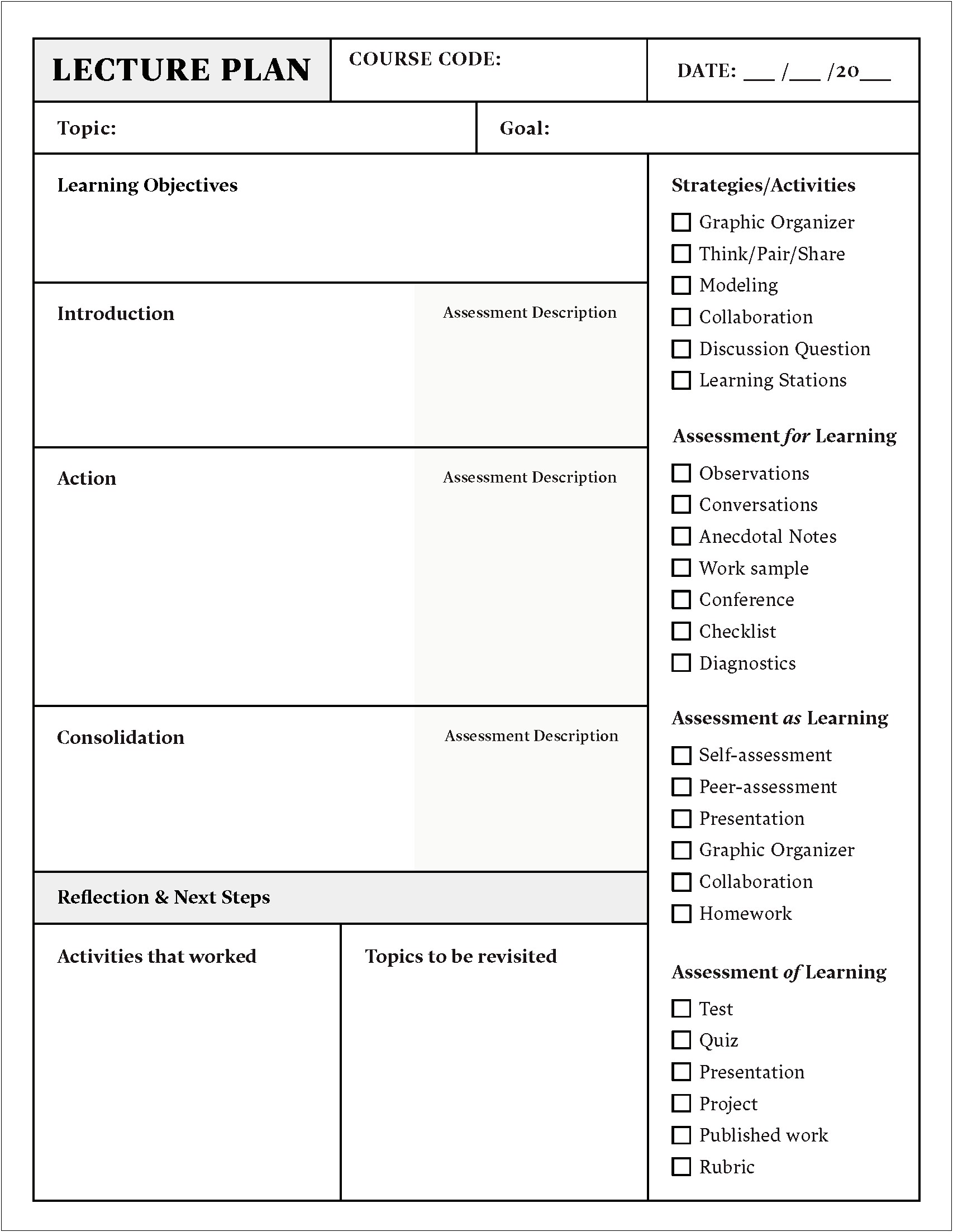 Lesson Plan Template Work Or Publisher