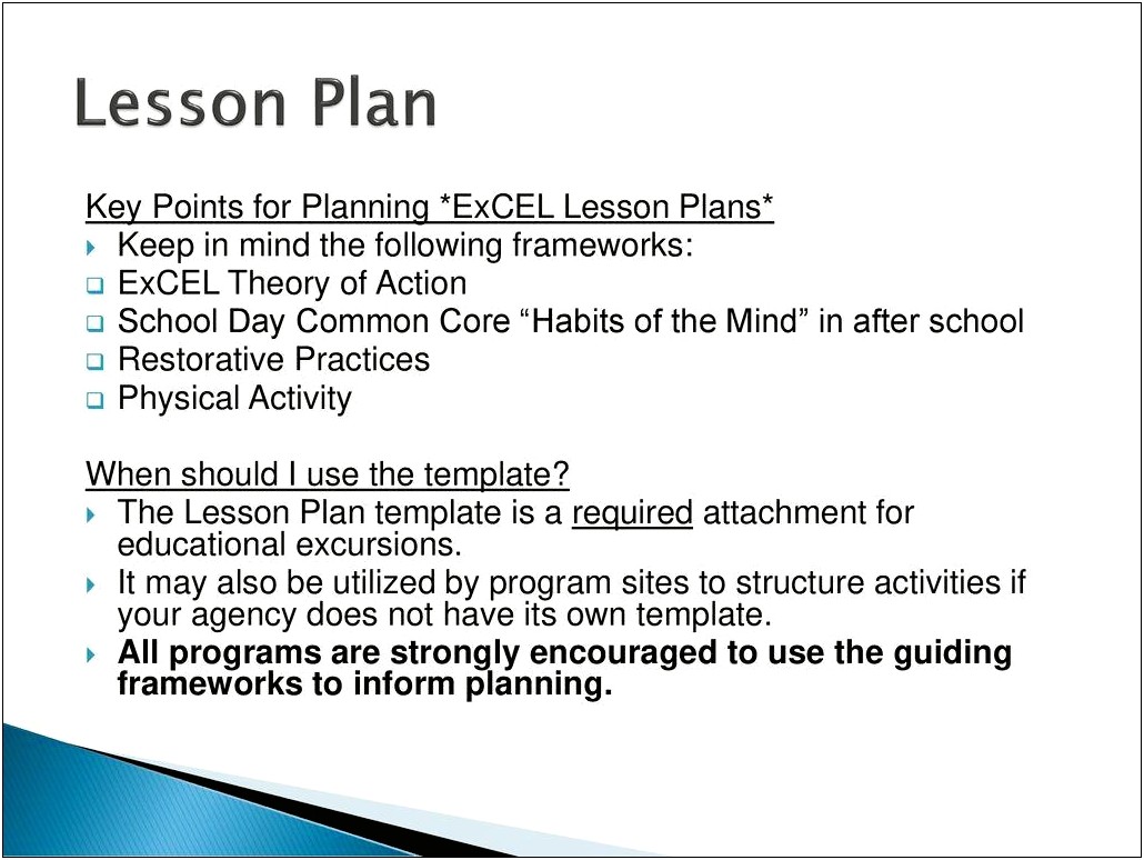 Lesson Plan Templates For After School Programs