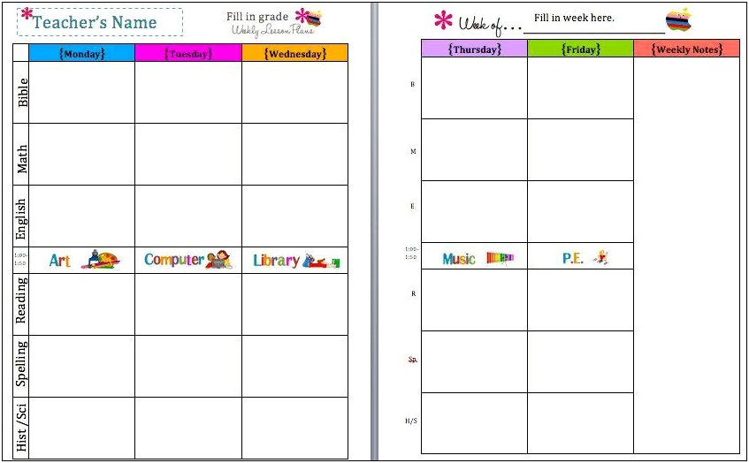 Lesson Plan Templates For Computer Fill In