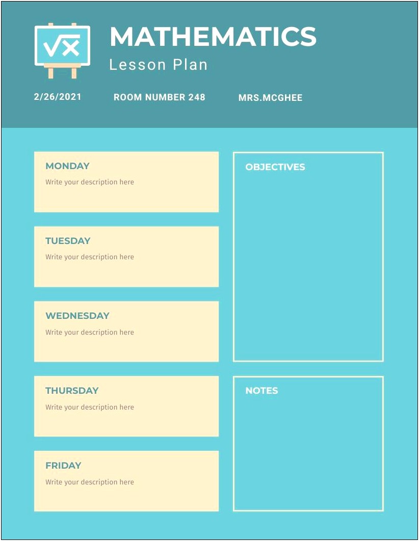 Lesson Plan Templates For Middle School Math