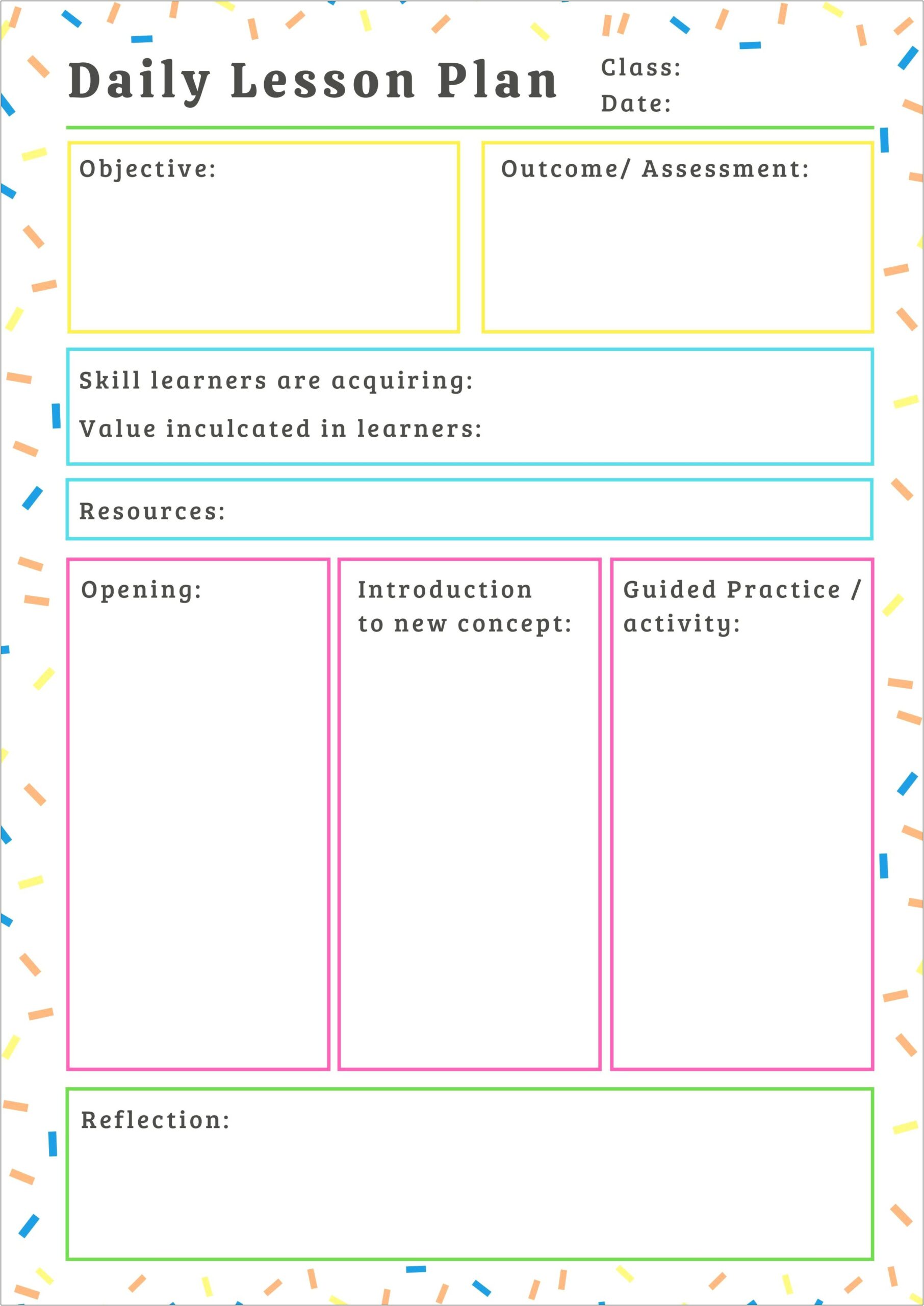 Lesson Plan Templates Free Middle School