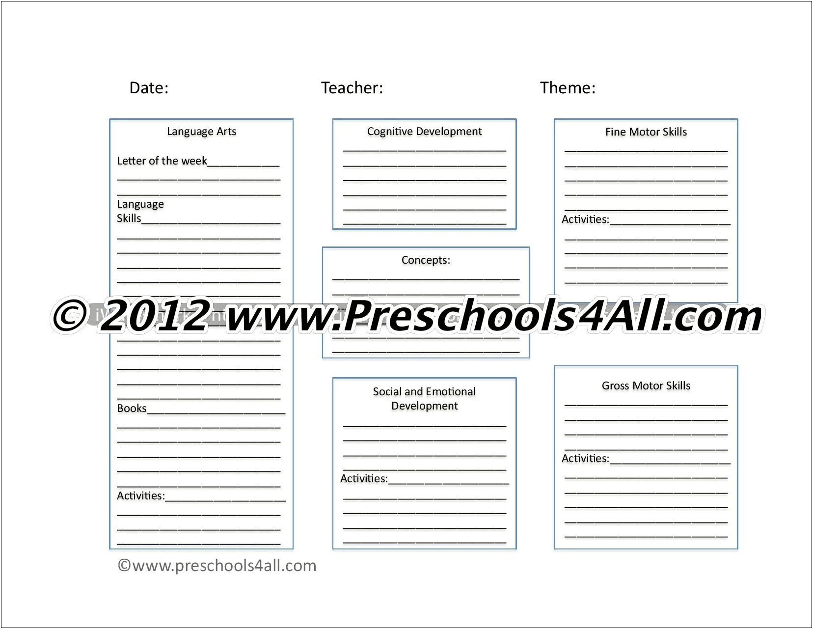 Lesson Plans Templates For Preschool Teachers