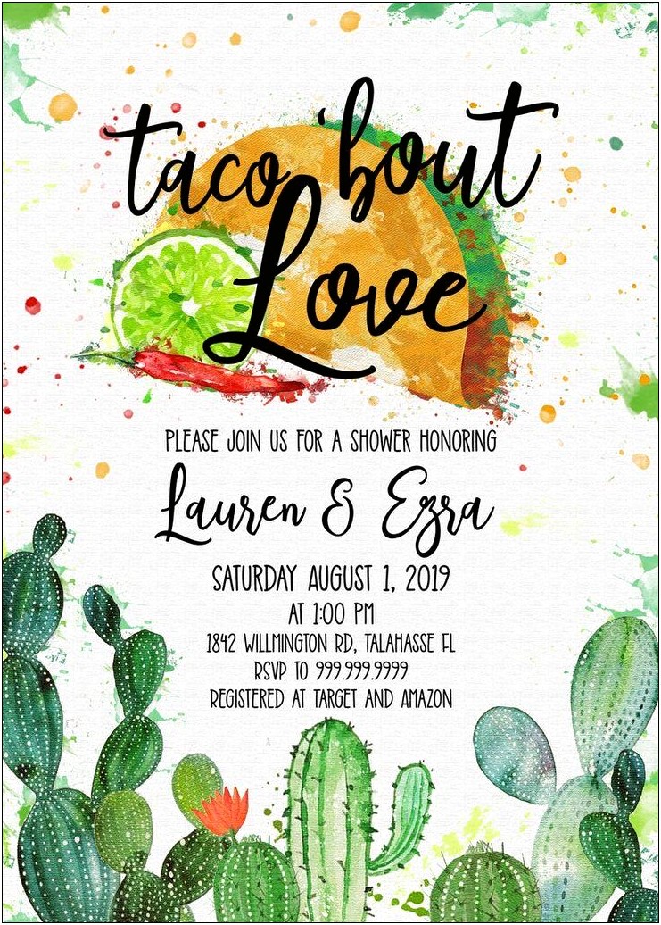 Lets Taco Bout Love Wedding Shower Digital Invitations