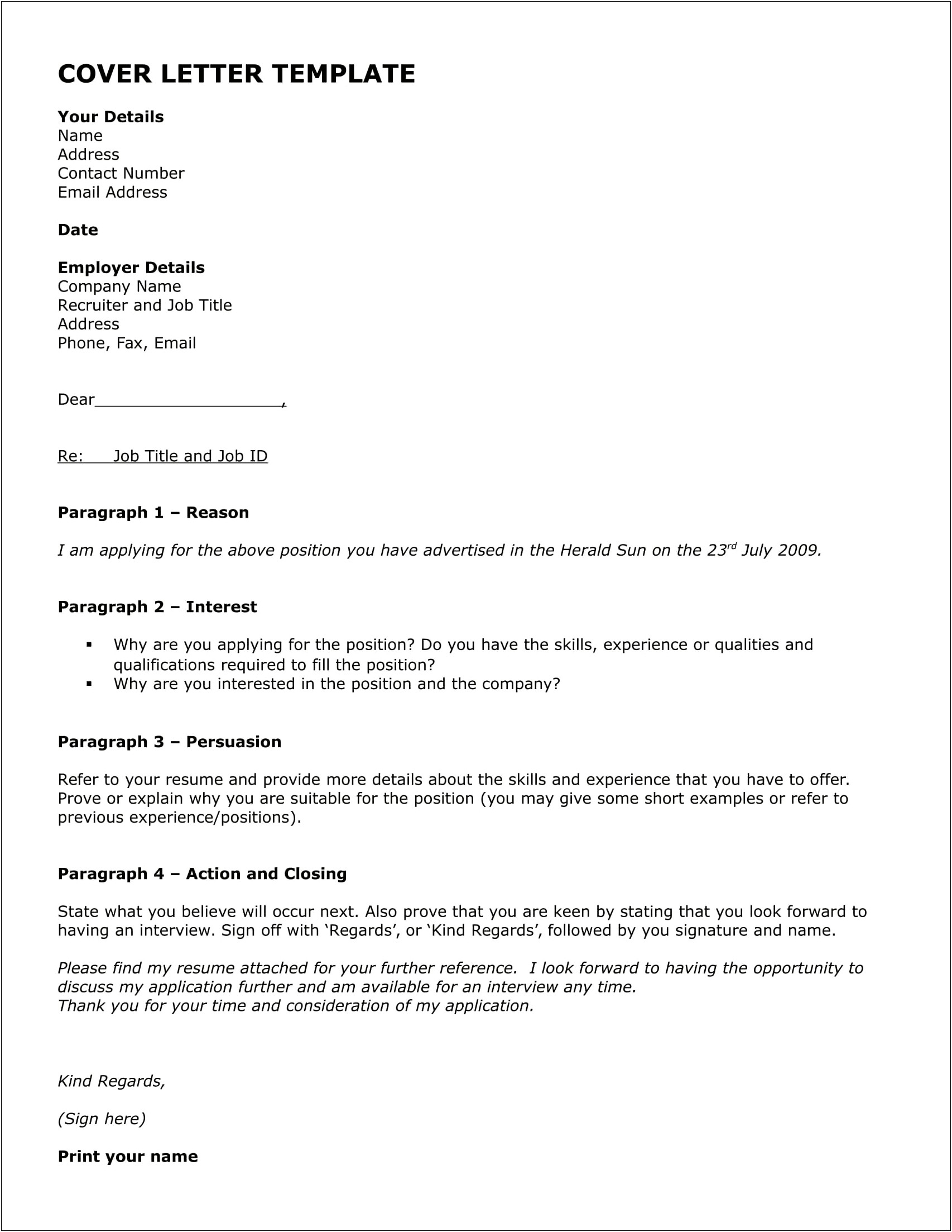 Letter Applying For A Job Template