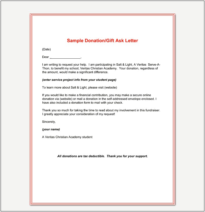 Letter Asking For Donations Template Uk