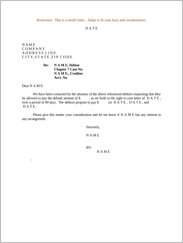 Letter Asking For Payment Arrangement Template