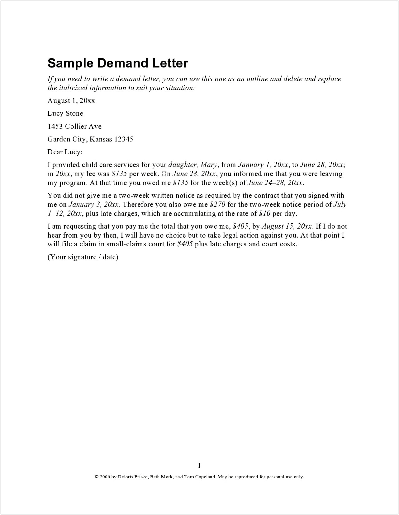 Letter Before Action Template Money Owed