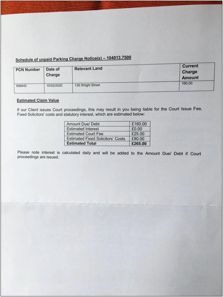 Letter Before Claim Parking Defence Template