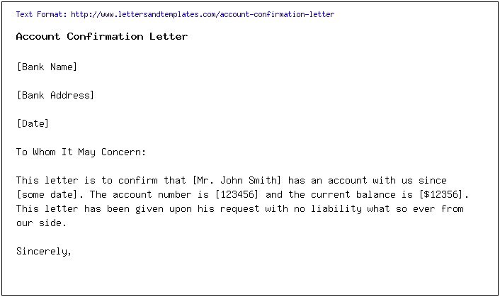 Letter For Copy Of Account Template